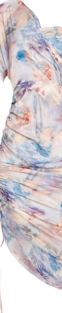 Multi Renaissance Print One Shoulders Ruched Dress - Picture 15 of 15